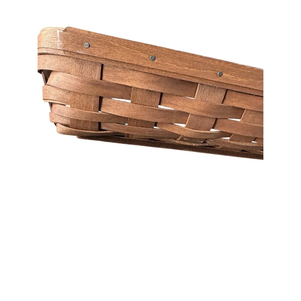 Longaberger 2007 Rectangular Handmade Basket with Plastic Liner Brown Woven Wood